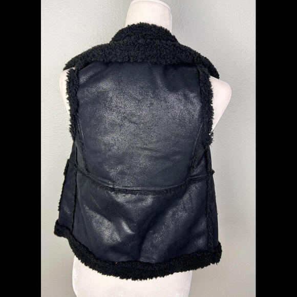 Splendid Girls Size 12 Black Vest Open Front NWT Fleece Lined - Picture 4 of 8